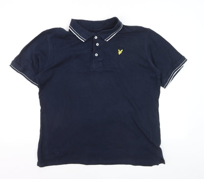 Lyle & Scott Men's Blue XL Cotton Polo Shirt with Logo