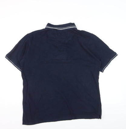 Lyle & Scott Men's Blue XL Cotton Polo Shirt with Logo