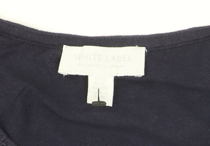 The White Company Women Navy Blue Eyelet Cotton Short Sleeve T-Shirt Size 10