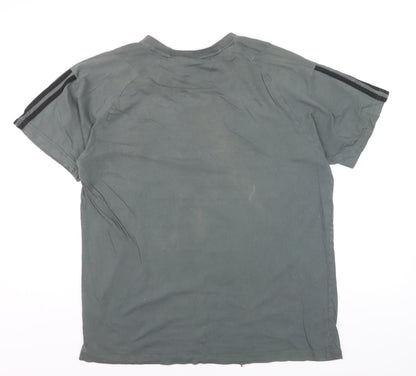 Adidas Men's Green Large Sports T-Shirt Short Sleeve Crew Neck