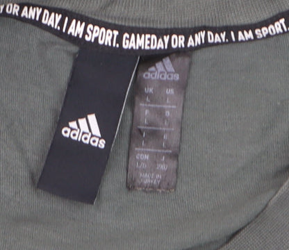 Adidas Men's Green Large Sports T-Shirt Short Sleeve Crew Neck