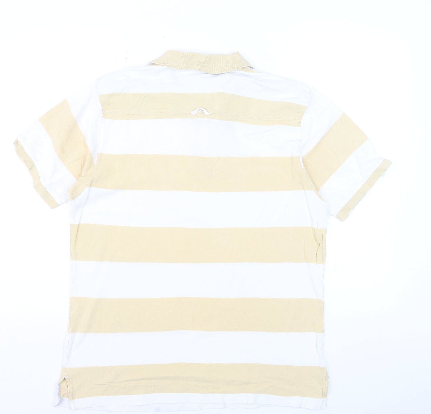 GANT Men’s Beige White Striped Short Sleeve Polo Shirt Size M