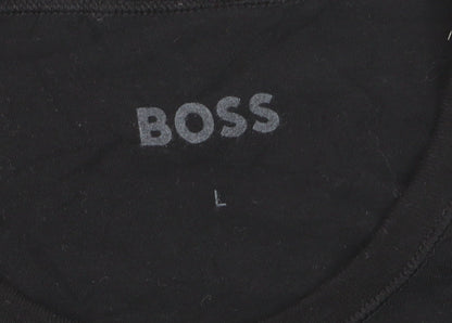 BOSS Men's Black Cotton Crew Neck Logo T-Shirt Size L
