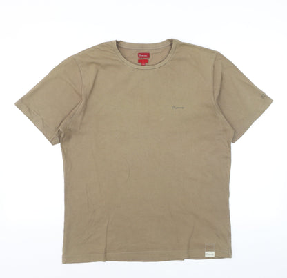 Firetrap Men's Beige Cotton Crew Neck Short Sleeve T-Shirt - M
