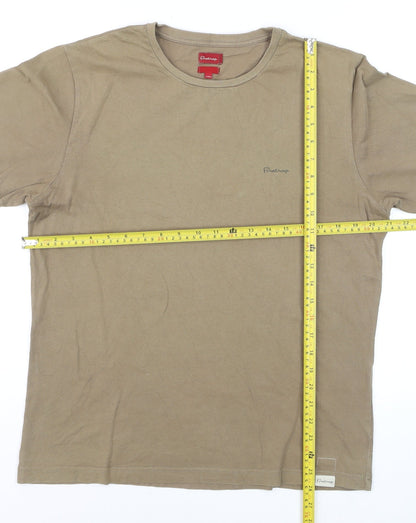 Firetrap Men's Beige Cotton Crew Neck Short Sleeve T-Shirt - M