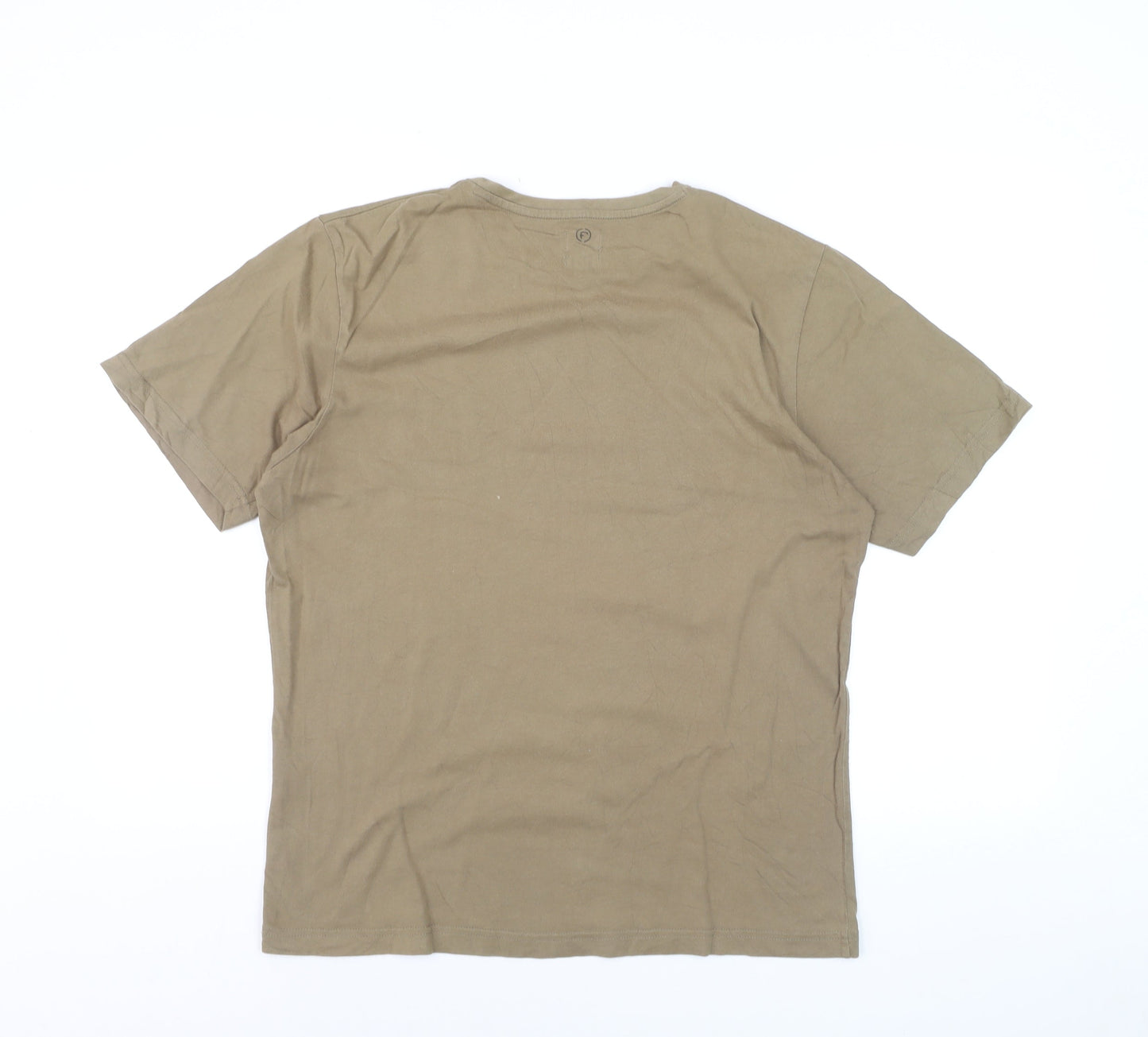 Firetrap Men's Beige Cotton Crew Neck Short Sleeve T-Shirt - M