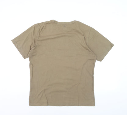 Firetrap Men's Beige Cotton Crew Neck Short Sleeve T-Shirt - M