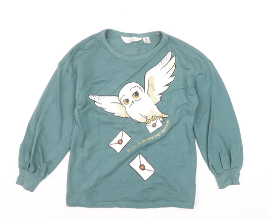 H&M Boys Green Harry Potter Owl Graphic Long Sleeve Sweatshirt 10 Years