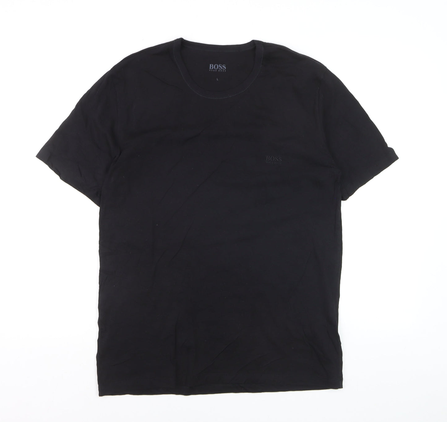 Hugo Boss Men's Black Cotton Crew Neck Regular Fit T-Shirt L