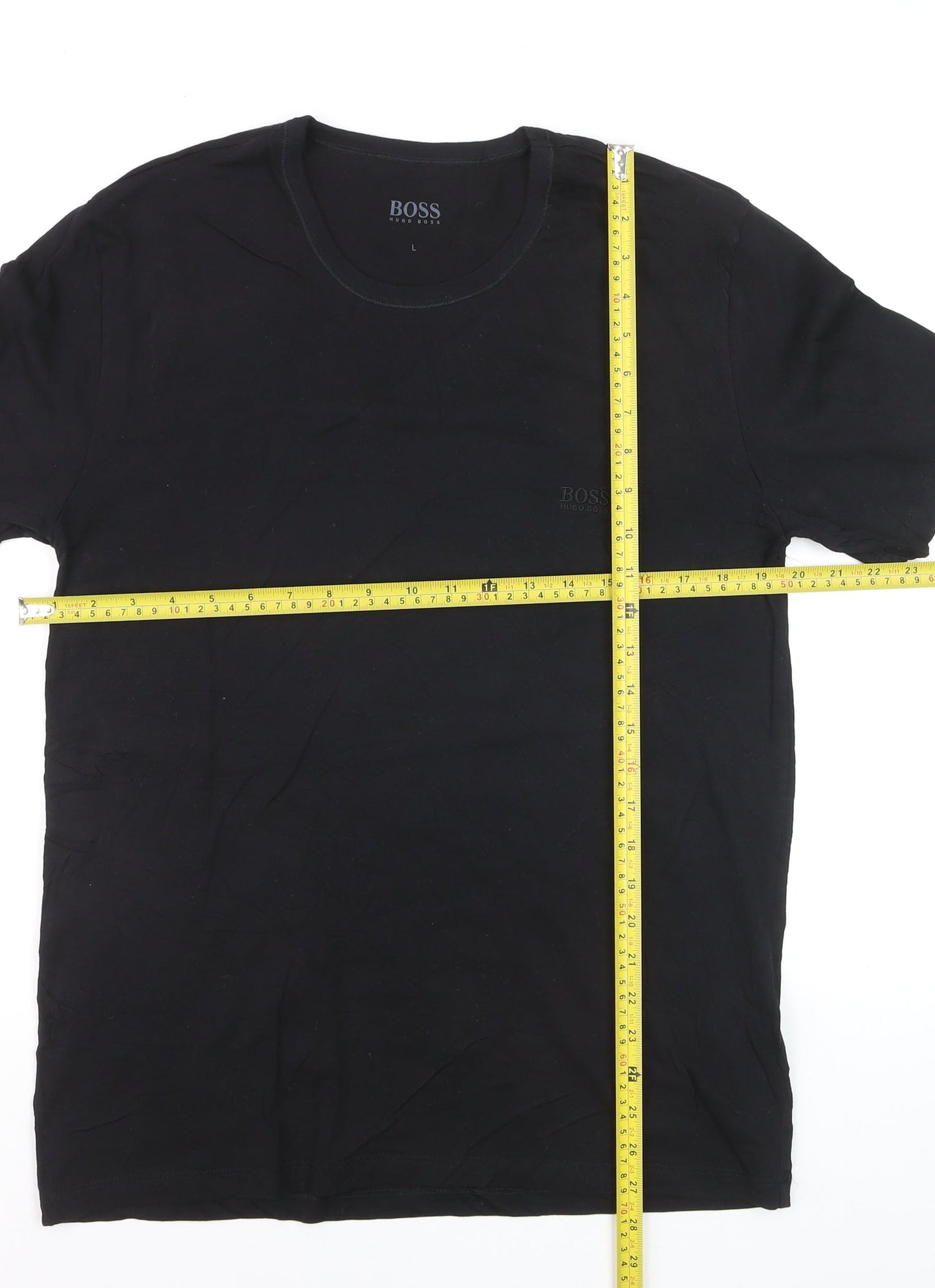 Hugo Boss Men's Black Cotton Crew Neck Regular Fit T-Shirt L