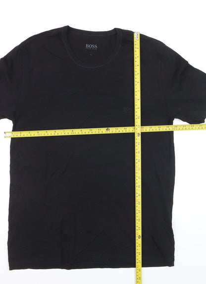 Hugo Boss Men's Black Cotton Crew Neck Regular Fit T-Shirt L