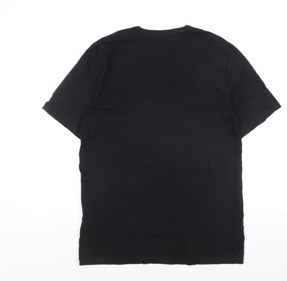 Hugo Boss Men's Black Cotton Crew Neck Regular Fit T-Shirt L