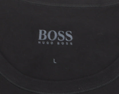 Hugo Boss Men's Black Cotton Crew Neck Regular Fit T-Shirt L