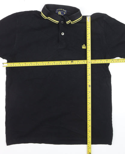 Admiral Men's Black XS Polo Shirt Yellow Trim Cotton Casual Tee