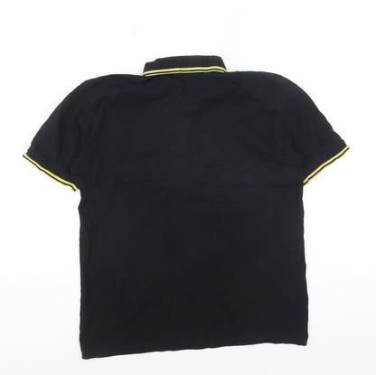 Admiral Men's Black XS Polo Shirt Yellow Trim Cotton Casual Tee
