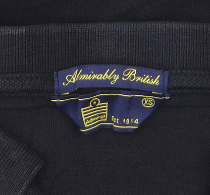Admiral Men's Black XS Polo Shirt Yellow Trim Cotton Casual Tee