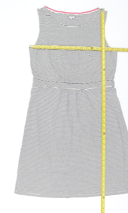 Boden Women Blue Striped A-Line Sleeveless Jersey Dress Size 16