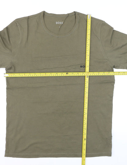 BOSS Men's Green XL Regular Fit Cotton Crew Neck T-Shirt