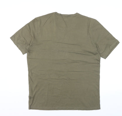 BOSS Men's Green XL Regular Fit Cotton Crew Neck T-Shirt