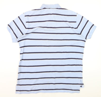 Ralph Lauren Men’s Blue Striped Cotton Polo Shirt Size L