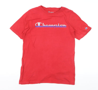 Champion Boys Red Graphic Logo T-Shirt Size 12-13 Years Short Sleeve Cotton