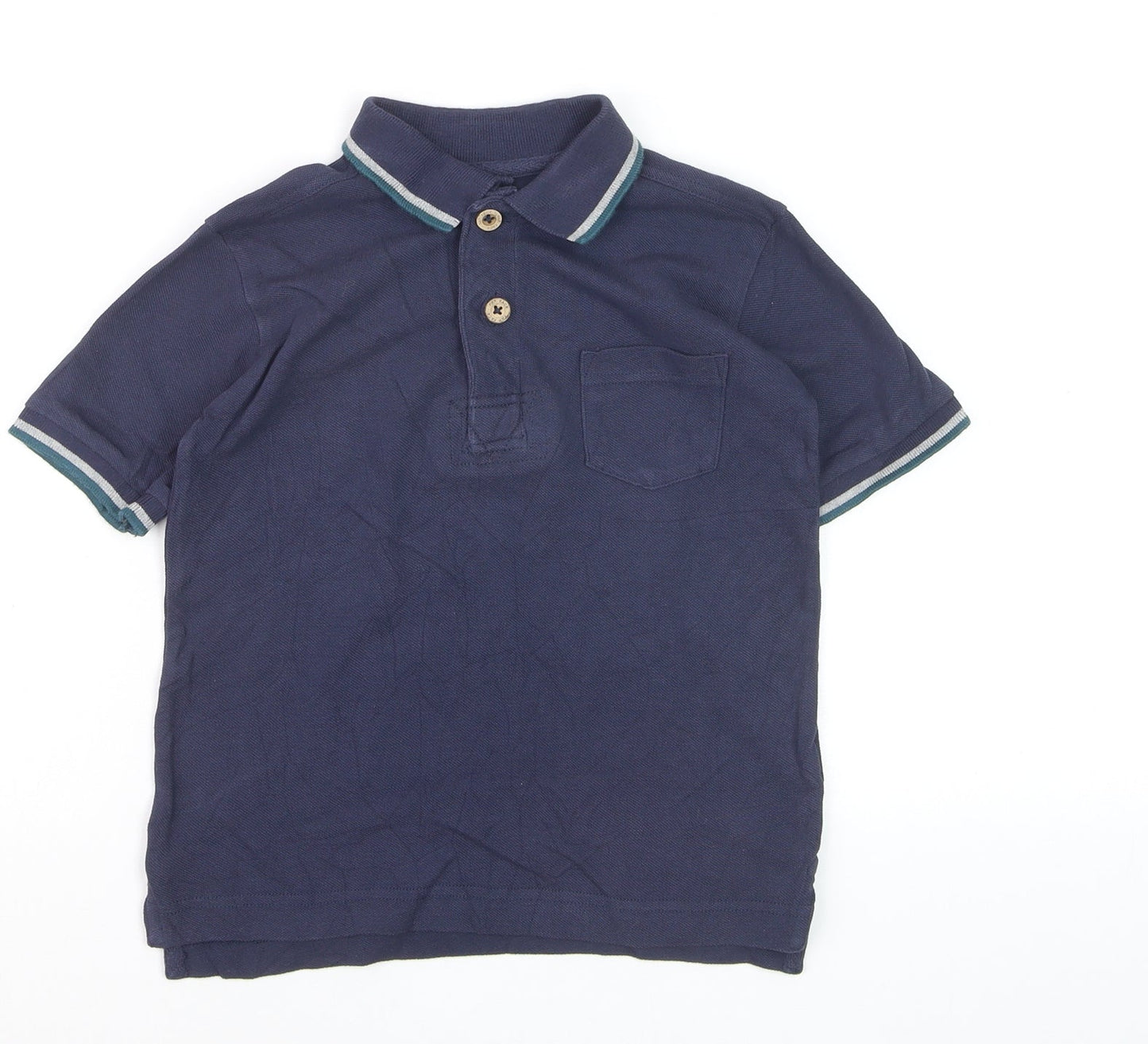 FatFace Boys Navy Blue Polo Shirt Size 4-5 Years Cotton Casual Top