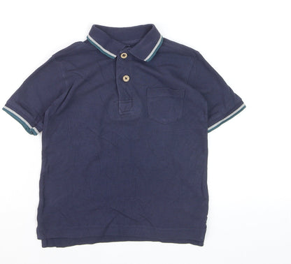 FatFace Boys Navy Blue Polo Shirt Size 4-5 Years Cotton Casual Top