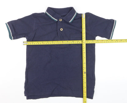 FatFace Boys Navy Blue Polo Shirt Size 4-5 Years Cotton Casual Top