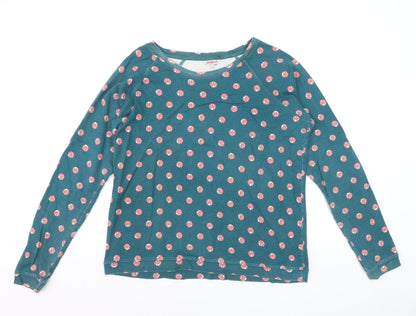Cath Kidston Women's Blue Floral Long Sleeve Cotton T-Shirt Size M