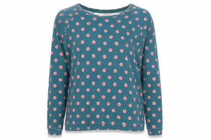 Cath Kidston Women's Blue Floral Long Sleeve Cotton T-Shirt Size M
