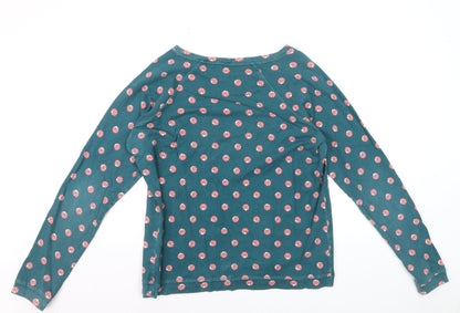 Cath Kidston Women's Blue Floral Long Sleeve Cotton T-Shirt Size M