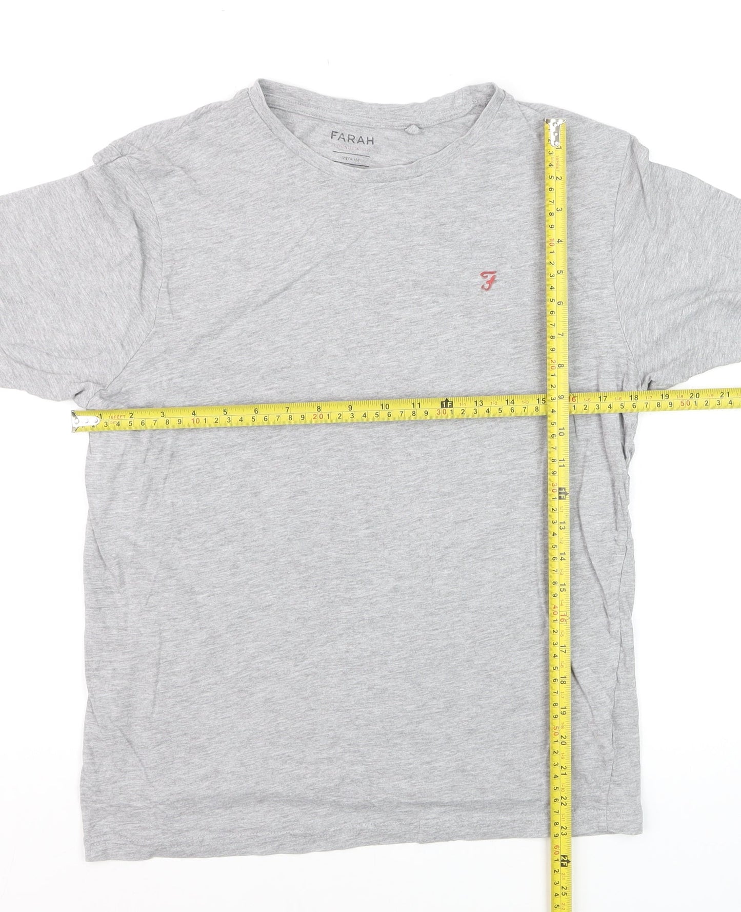 Farah Men's Grey Cotton Jersey Crew Neck Short Sleeve T-Shirt M