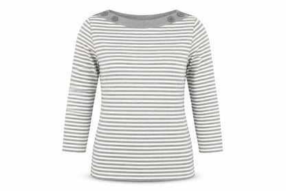 Zara Women Grey Striped Boat Neck Long Sleeve T-Shirt Size 12