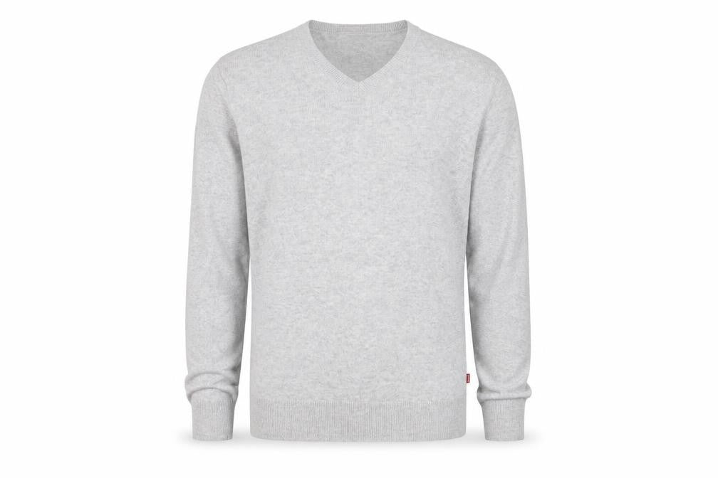 Levi's Men's Grey V-Neck Wool Jumper L Classic Knitwear