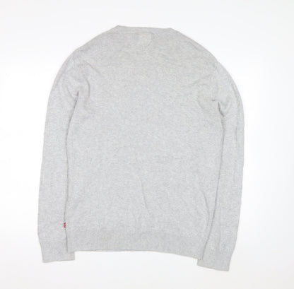 Levi's Men's Grey V-Neck Wool Jumper L Classic Knitwear