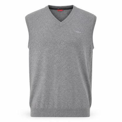 s.Oliver Men's Grey Cotton Knit Sleeveless V-Neck Vest L