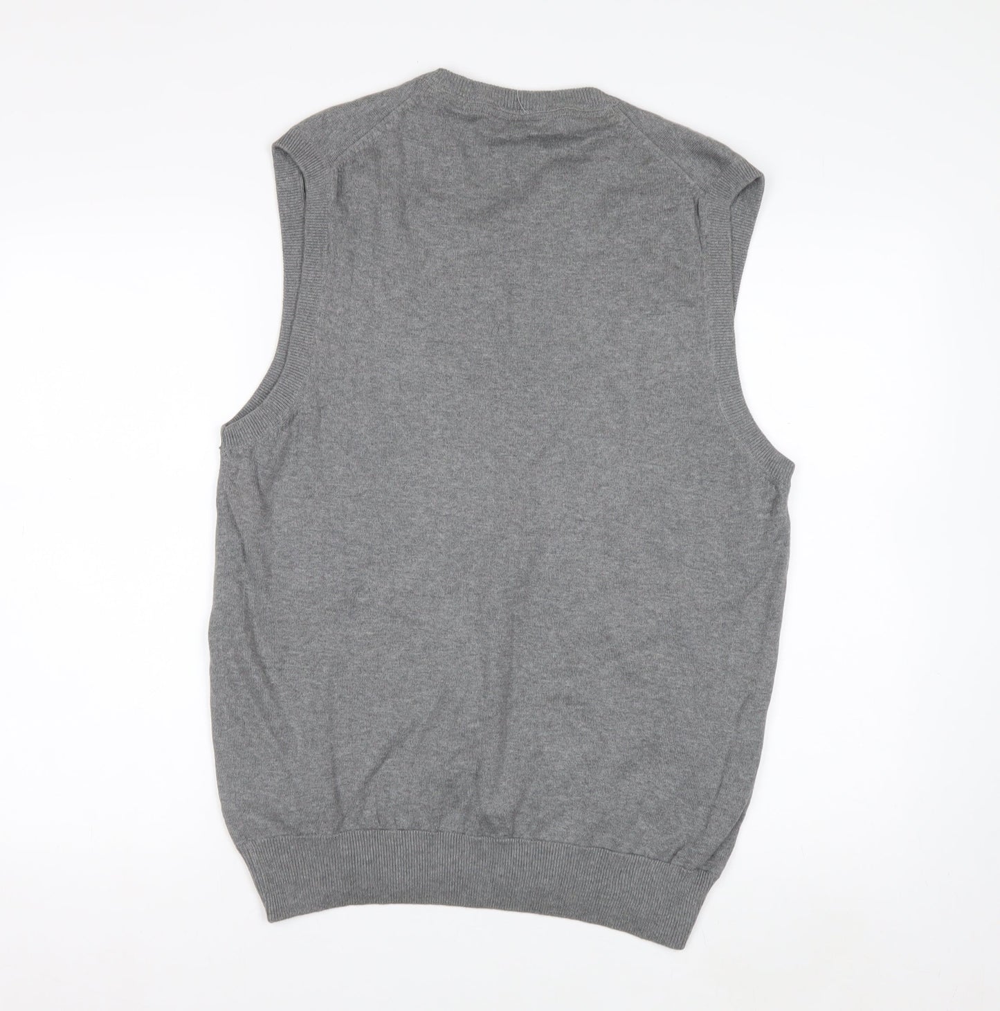 s.Oliver Men's Grey Cotton Knit Sleeveless V-Neck Vest L