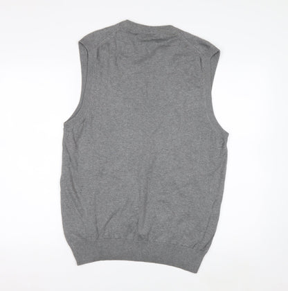 s.Oliver Men's Grey Cotton Knit Sleeveless V-Neck Vest L