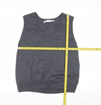 Contemporaine Grey Merino Wool Men's V-Neck Sleeveless Vest L
