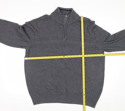 Dockers Men’s Grey Cotton Half Zip High Neck Jumper XL