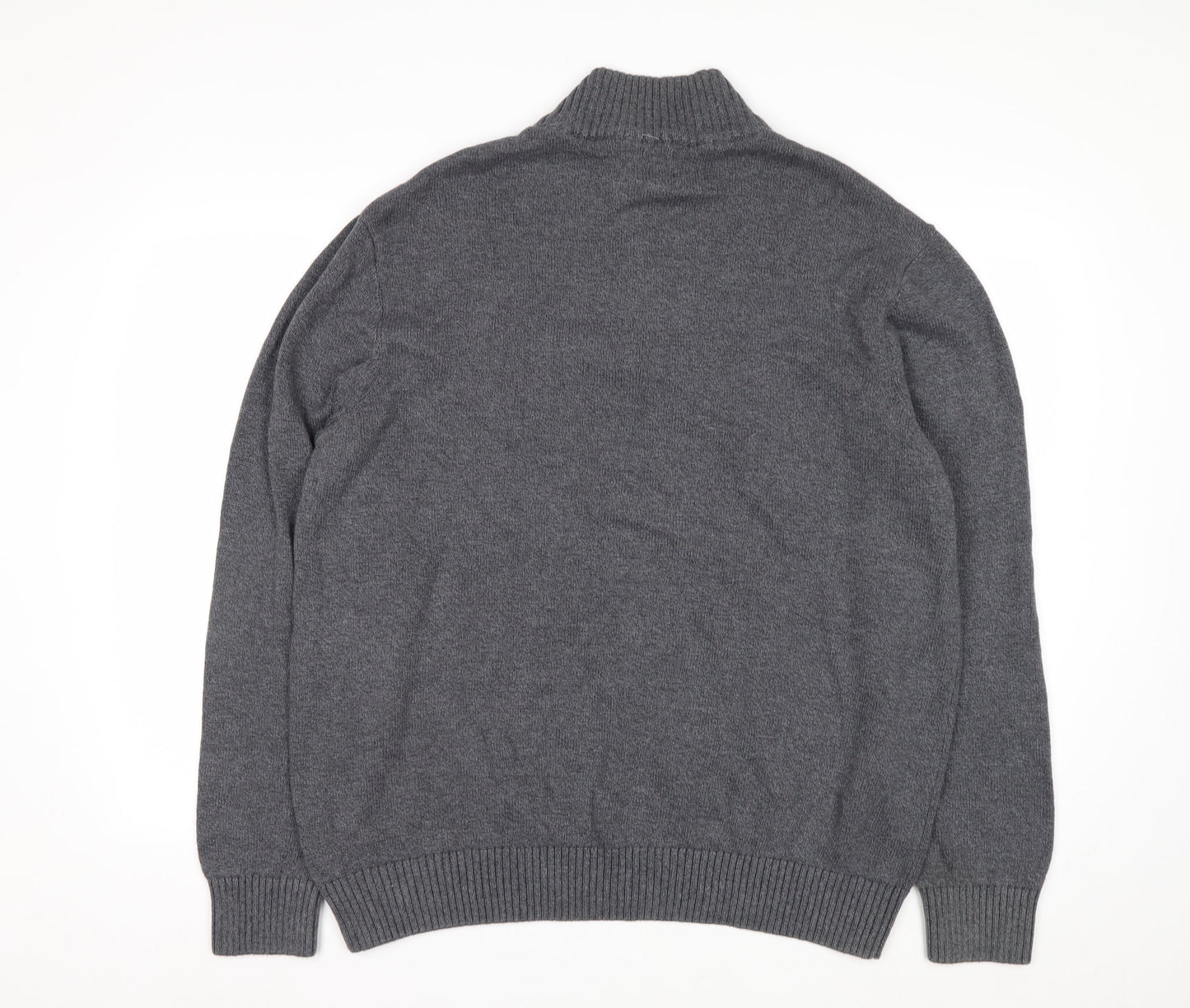 Dockers Men’s Grey Cotton Half Zip High Neck Jumper XL