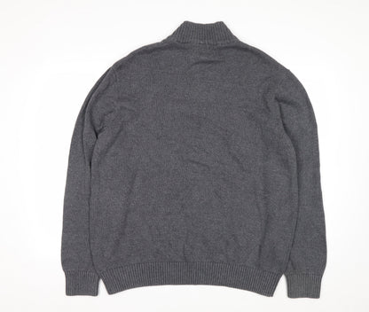 Dockers Men’s Grey Cotton Half Zip High Neck Jumper XL