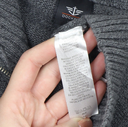 Dockers Men’s Grey Cotton Half Zip High Neck Jumper XL