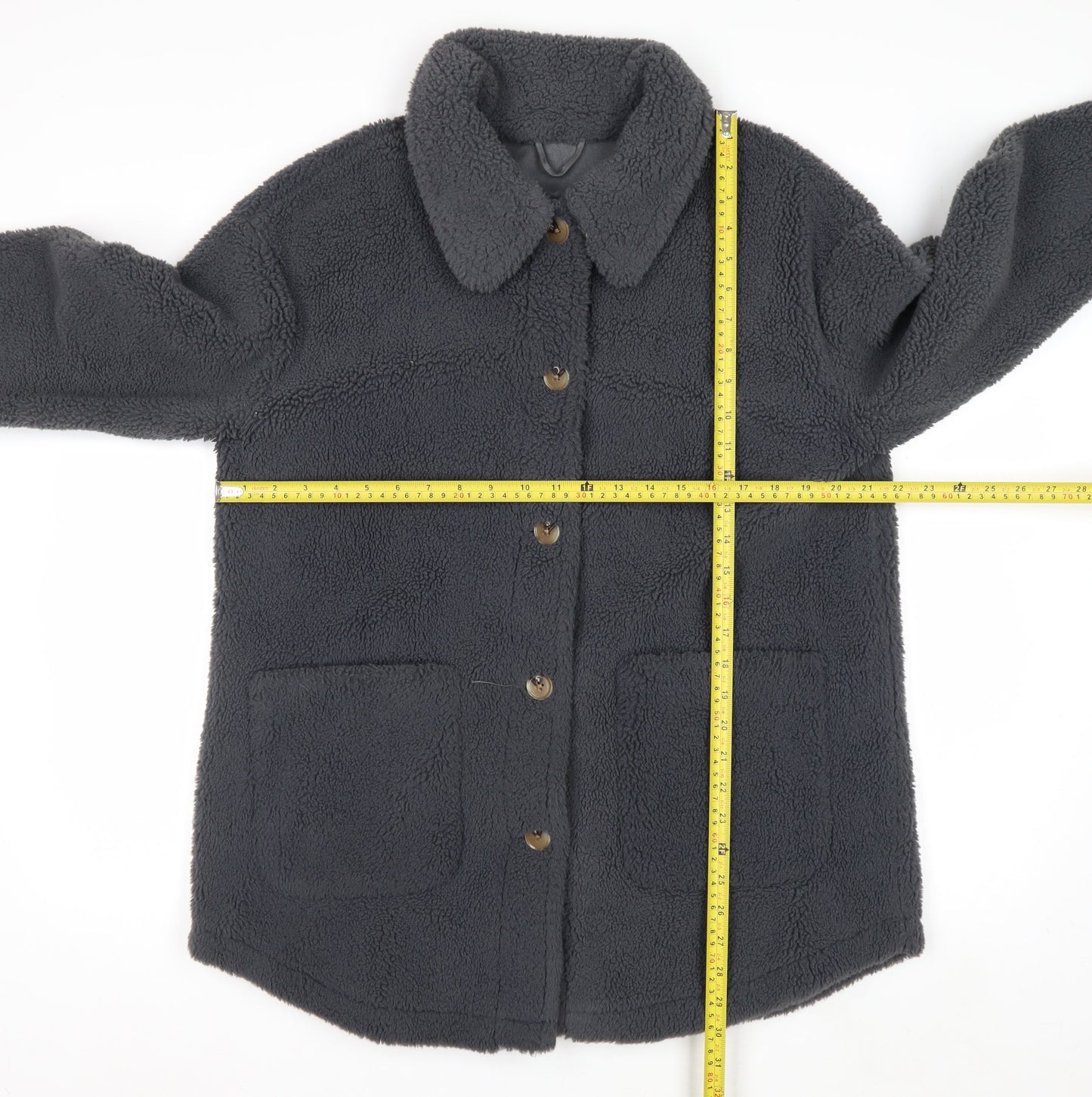 Marks and Spencer Womens Grey Fleece Button Coat Size 14