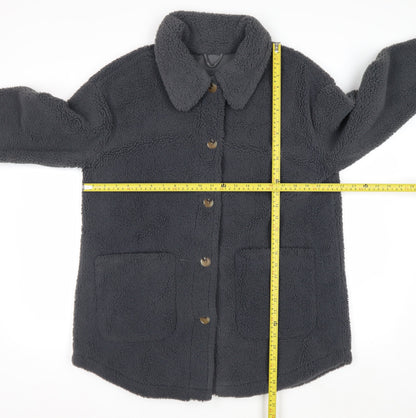 Marks and Spencer Womens Grey Fleece Button Coat Size 14