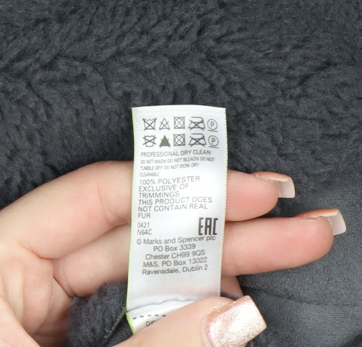 Marks and Spencer Womens Grey Fleece Button Coat Size 14