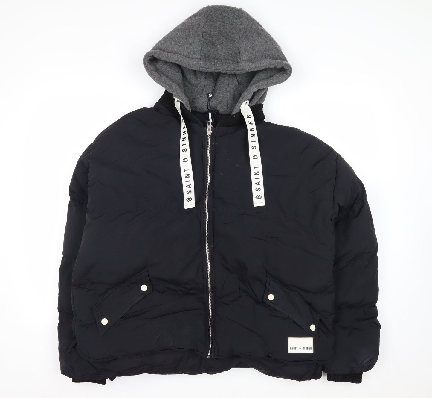 Saint & Sinner Women's Black Size 12 Puffer Hooded Jacket