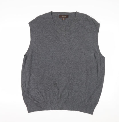 Tasso Elba Men's Grey Cotton V-Neck Sleeveless Vest XL