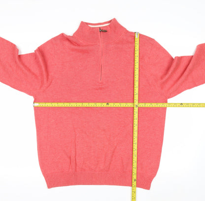 Brooks Brothers Men's Pink Cotton 1/2 Zip High Neck Jumper M