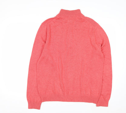 Brooks Brothers Men's Pink Cotton 1/2 Zip High Neck Jumper M